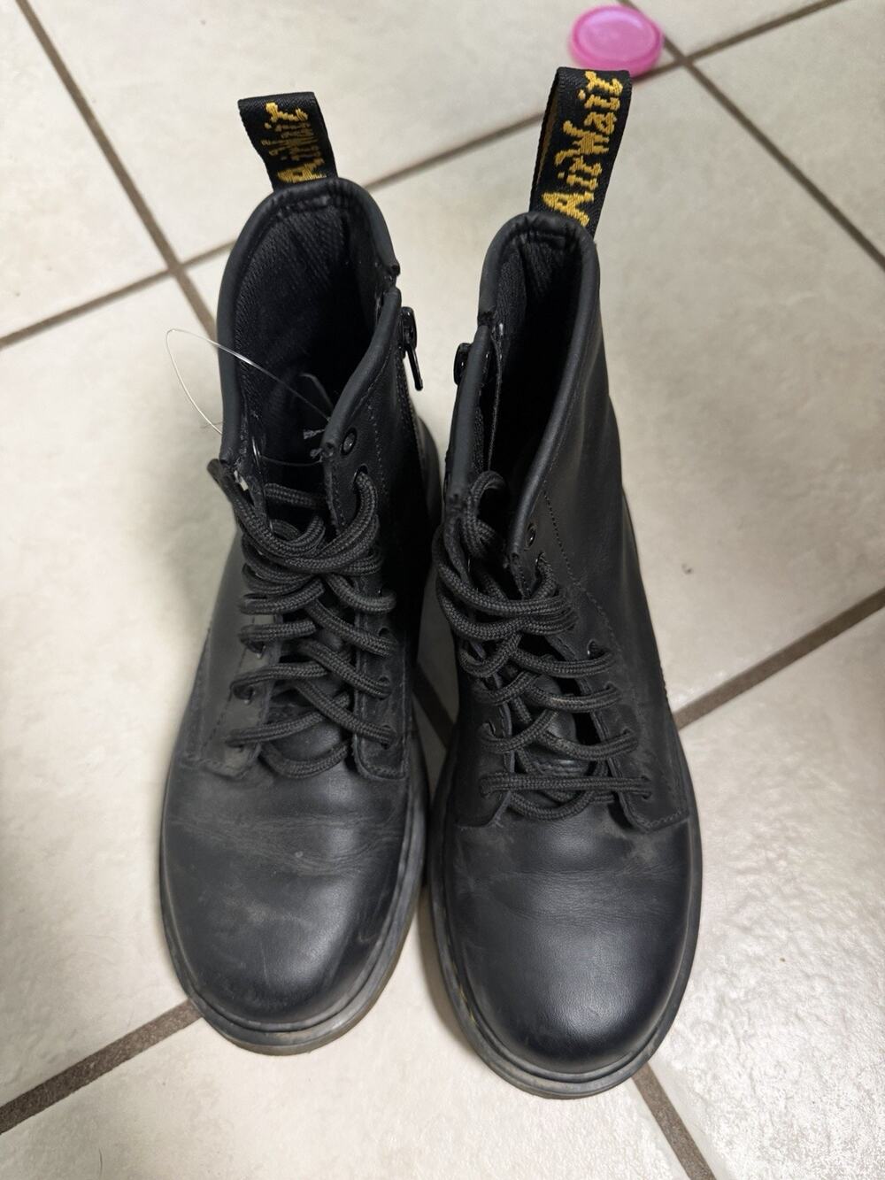 Doc Martens Sz 2 Uk Sz 3 US Black 8 Eye Combat Boots Side Zip Jy004